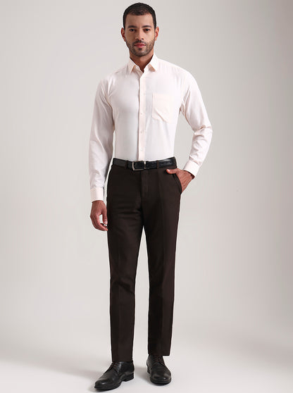 Orange & White Solid Regular Fit Formal Shirt | JadeBlue