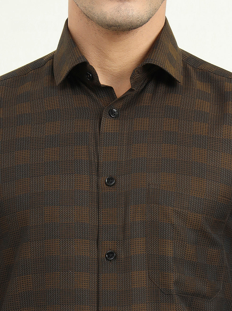 Brown Checked Slim Fit Formal Shirt | Greenfibre