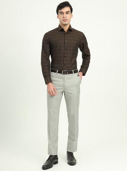 Brown Checked Slim Fit Formal Shirt | Greenfibre