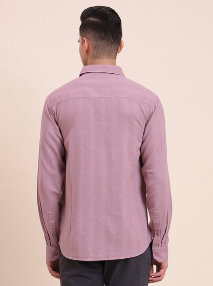 Rose Pink Solid Slim Fit Casual Shirt | Greenfibre