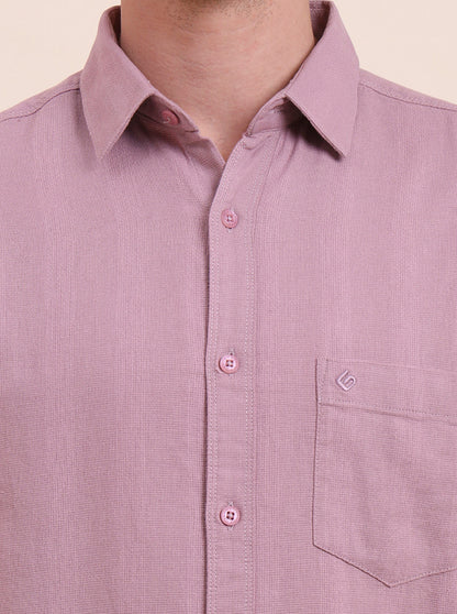 Rose Pink Solid Slim Fit Casual Shirt | Greenfibre