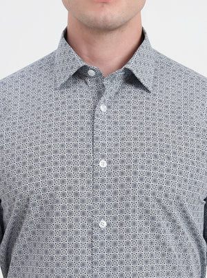Light Blue Printed Regular Fit Formal Shirt | JadeBlue