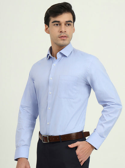 Light Blue Solid Regular Fit Formal Shirt | Greenfibre