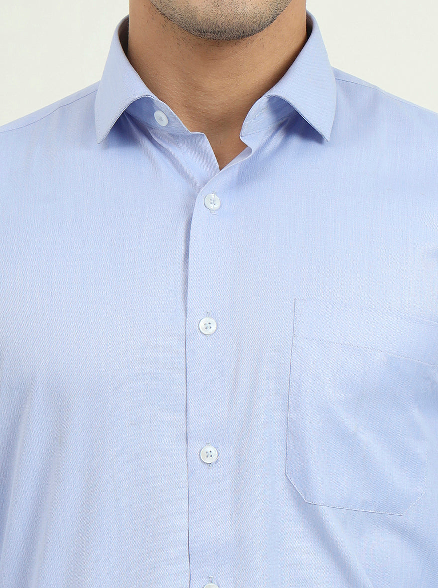 Light Blue Solid Regular Fit Formal Shirt | Greenfibre