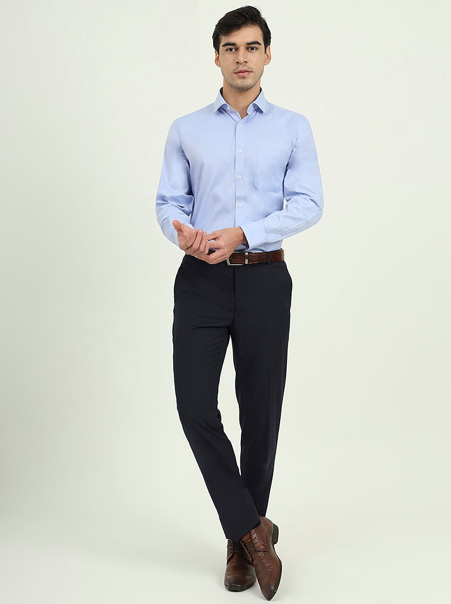 Light Blue Solid Regular Fit Formal Shirt | Greenfibre
