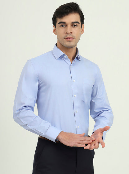 Light Blue Solid Regular Fit Formal Shirt | Greenfibre