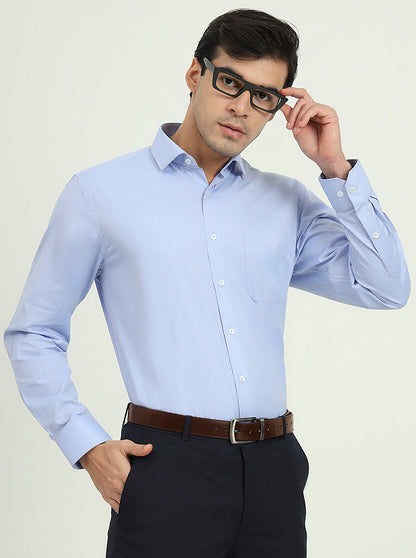 Light Blue Solid Regular Fit Formal Shirt | Greenfibre