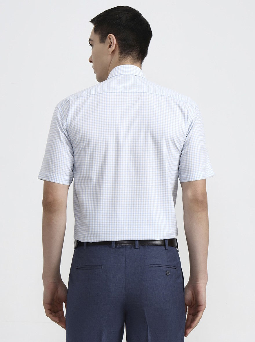 Grey & Green Checked Regular Fit Formal Shirt | JadeBlue
