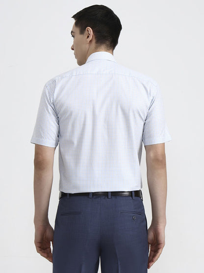 Grey & Green Checked Regular Fit Formal Shirt | JadeBlue