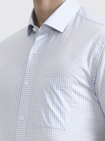 Grey & Green Checked Regular Fit Formal Shirt | JadeBlue