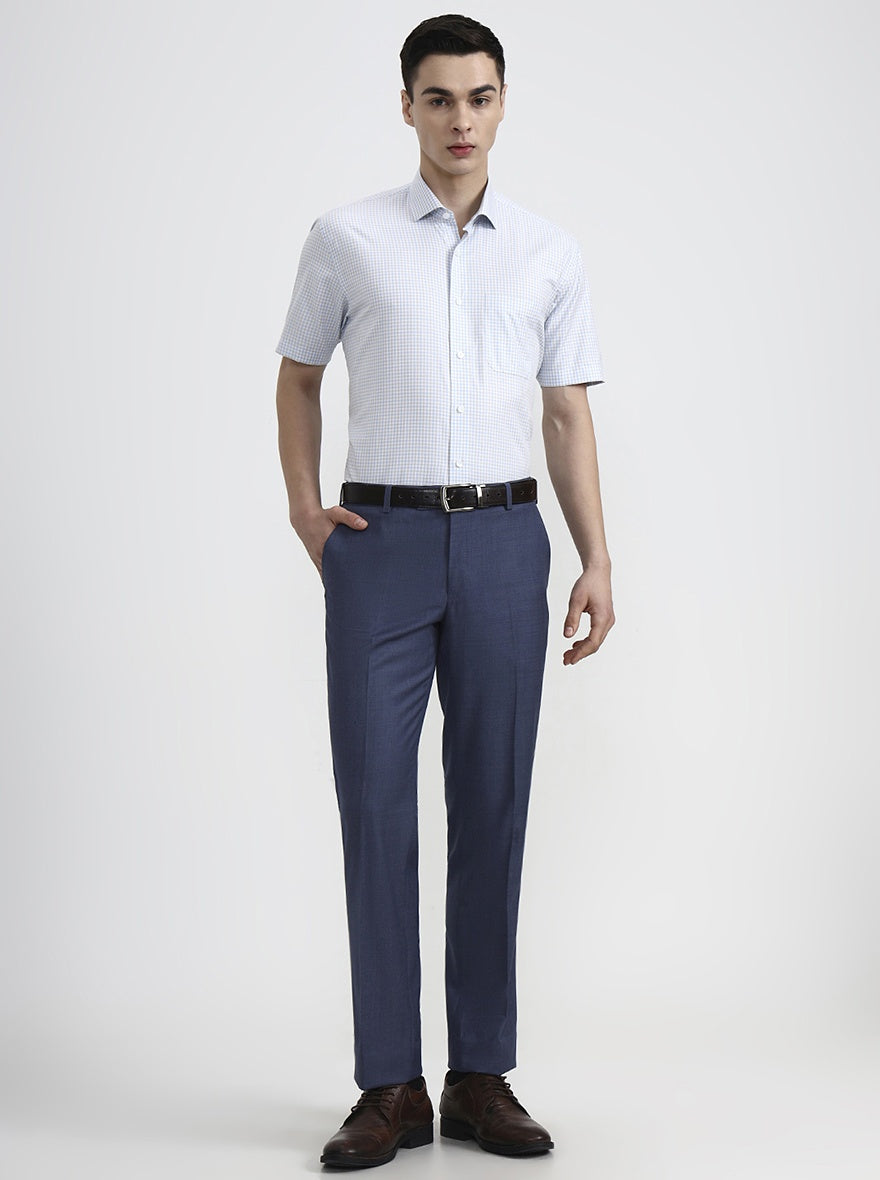 Grey & Green Checked Regular Fit Formal Shirt | JadeBlue
