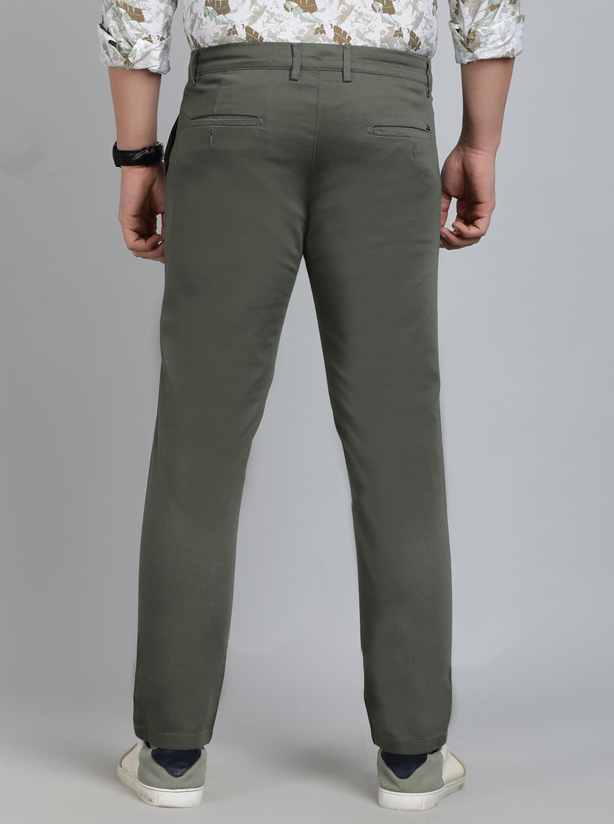 Green Solid Super Slim Fit Casual Trouser | Greenfibre