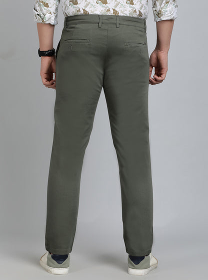 Green Solid Super Slim Fit Casual Trouser | Greenfibre