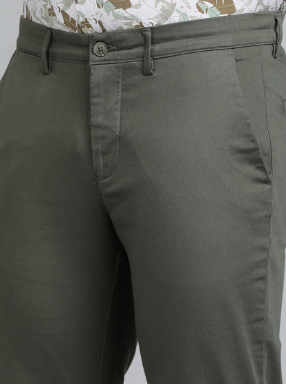 Green Solid Super Slim Fit Casual Trouser | Greenfibre