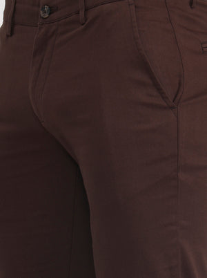 Dark Brown Solid Super Slim Fit Casual Trouser | Greenfibre