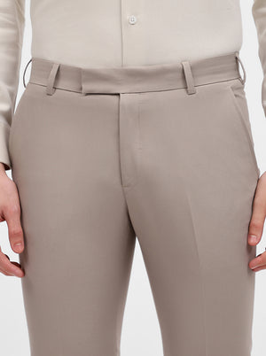 Khaki Solid Slim Fit Formal Trouser | Metal