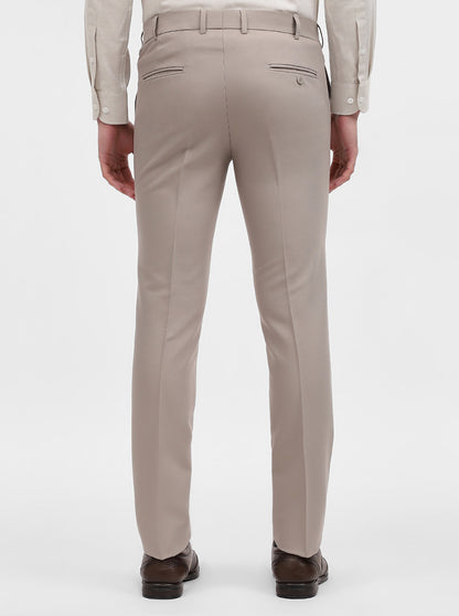 Khaki Solid Slim Fit Formal Trouser | Metal