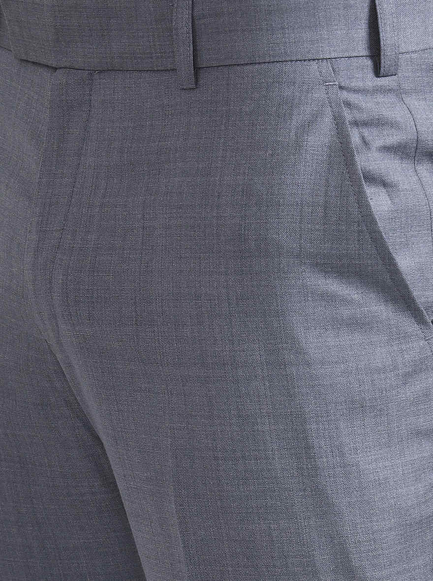 Light Blue Solid Regular Fit Formal Trouser | JadeBlue