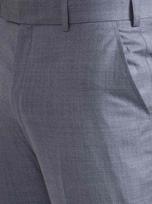 Light Blue Solid Regular Fit Formal Trouser | JadeBlue