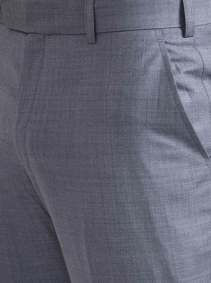Light Blue Solid Regular Fit Formal Trouser | JadeBlue