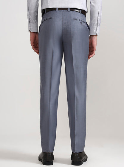 Light Blue Solid Regular Fit Formal Trouser | JadeBlue