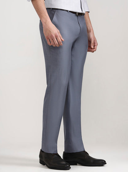 Light Blue Solid Regular Fit Formal Trouser | JadeBlue