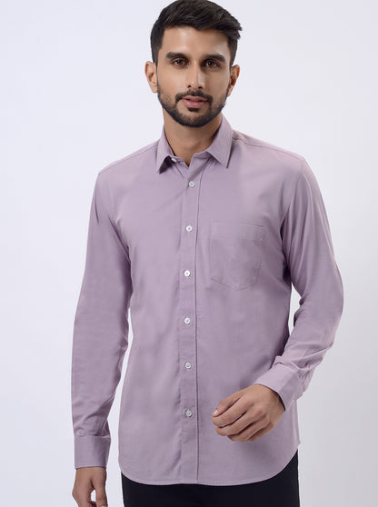 Lavender Solid Slim Fit Semi Casual Shirt | JadeBlue