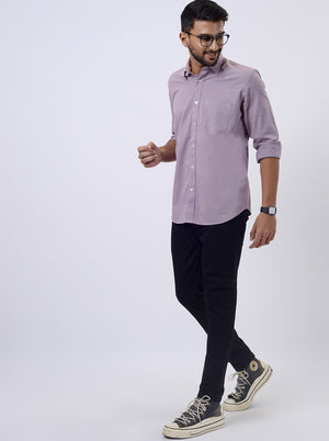 Lavender Solid Slim Fit Semi Casual Shirt | JadeBlue