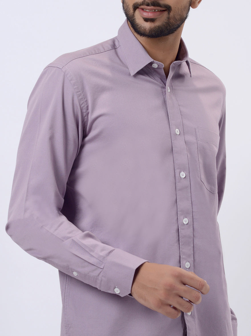 Lavender Solid Slim Fit Semi Casual Shirt | JadeBlue