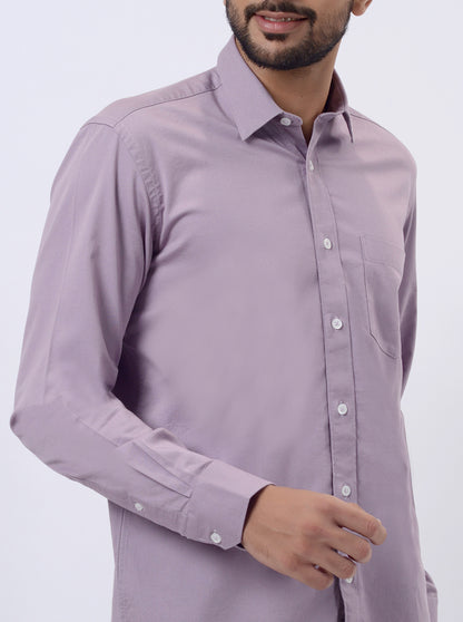 Lavender Solid Slim Fit Semi Casual Shirt | JadeBlue