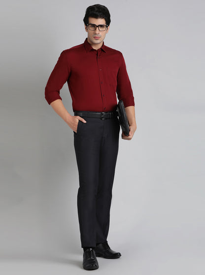 Red Solid Tailored Fit Semi Casual Shirt | JadeBlue