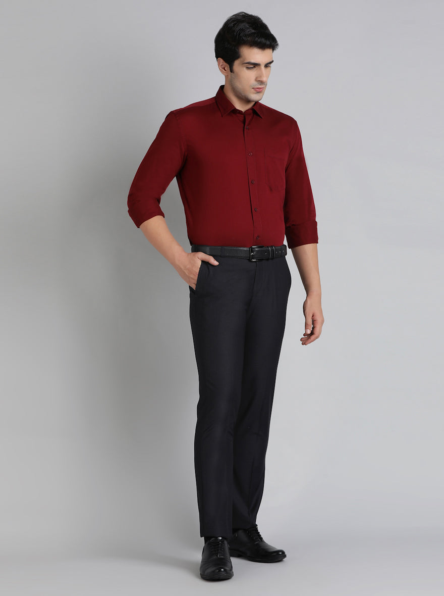 Red Solid Tailored Fit Semi Casual Shirt | JadeBlue