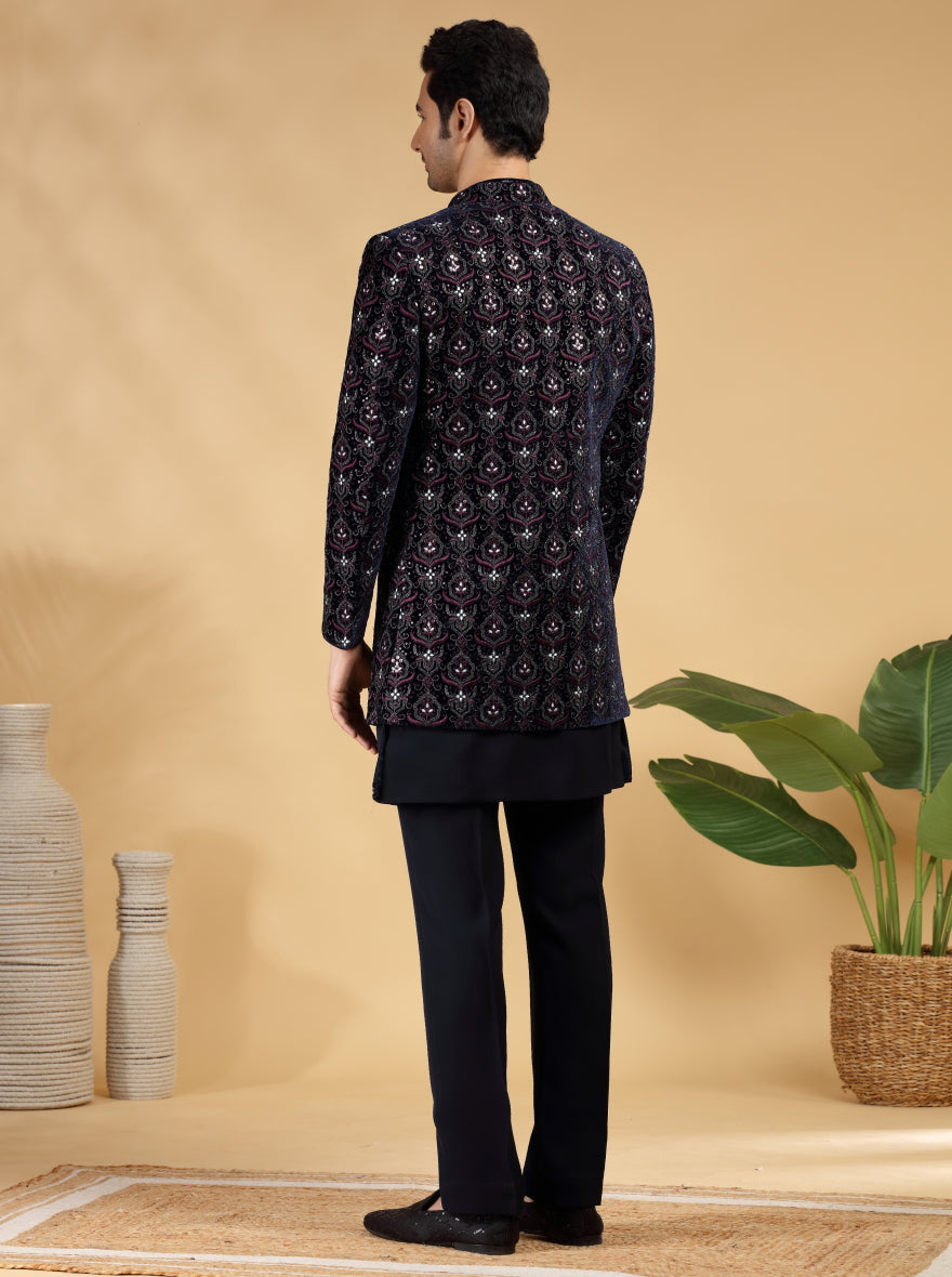 Blue Embroidered Indowestern | TULA