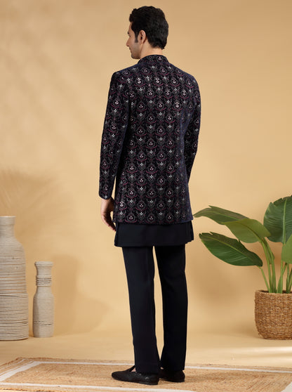 Blue Embroidered Indowestern | TULA