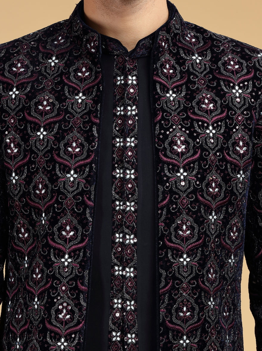 Blue Embroidered Indowestern | TULA