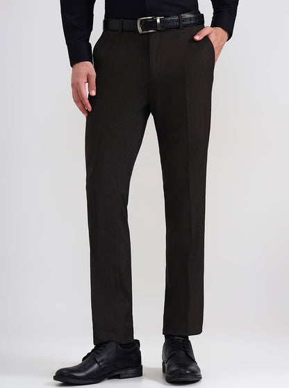 Brown Solid Slim Fit Formal Trouser | JadeBlue Youth