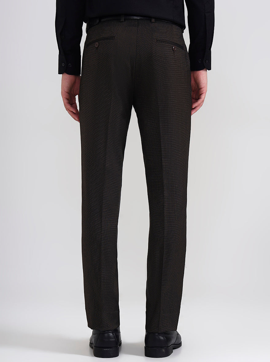 Brown Solid Slim Fit Formal Trouser | JadeBlue Youth