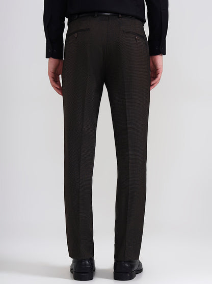 Brown Solid Slim Fit Formal Trouser | JadeBlue Youth