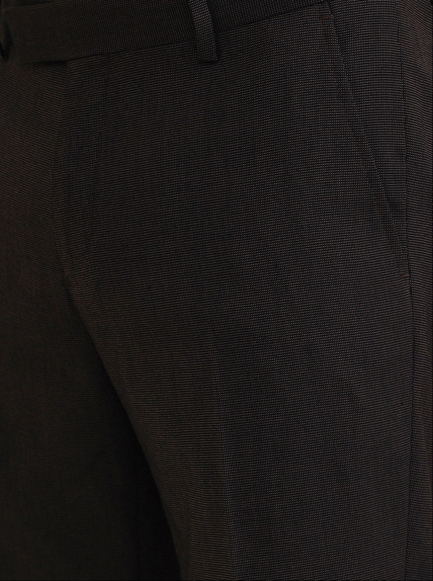 Brown Solid Slim Fit Formal Trouser | JadeBlue Youth