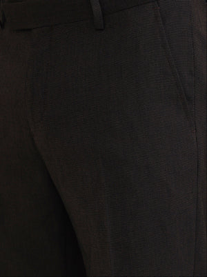 Brown Solid Slim Fit Formal Trouser | JadeBlue Youth
