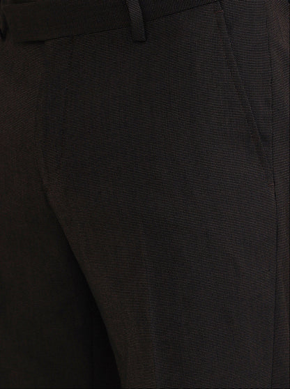 Brown Solid Slim Fit Formal Trouser | JadeBlue Youth