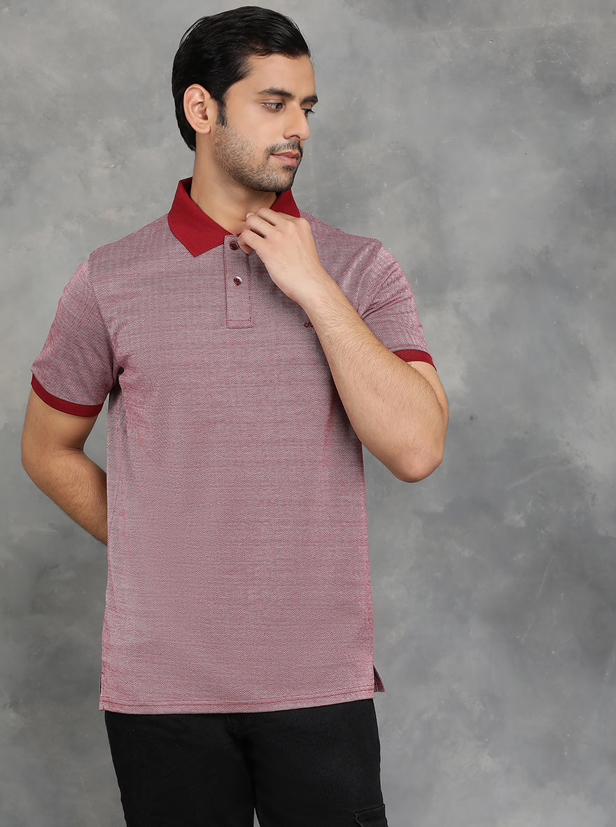 Red Solid Regular Fit Polo T-Shirt | JadeBlue