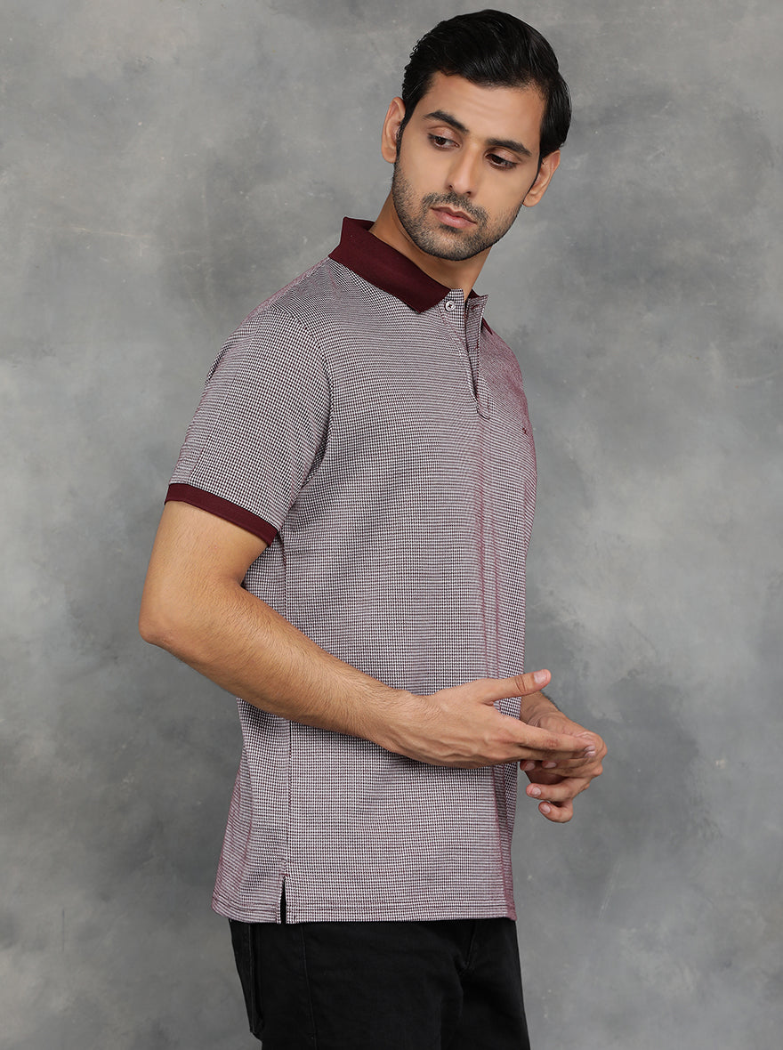 Maroon Solid Regular Fit Polo T-Shirt | JadeBlue