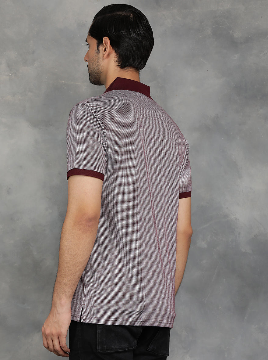 Maroon Solid Regular Fit Polo T-Shirt | JadeBlue