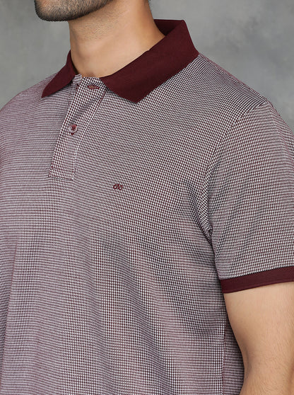 Maroon Solid Regular Fit Polo T-Shirt | JadeBlue