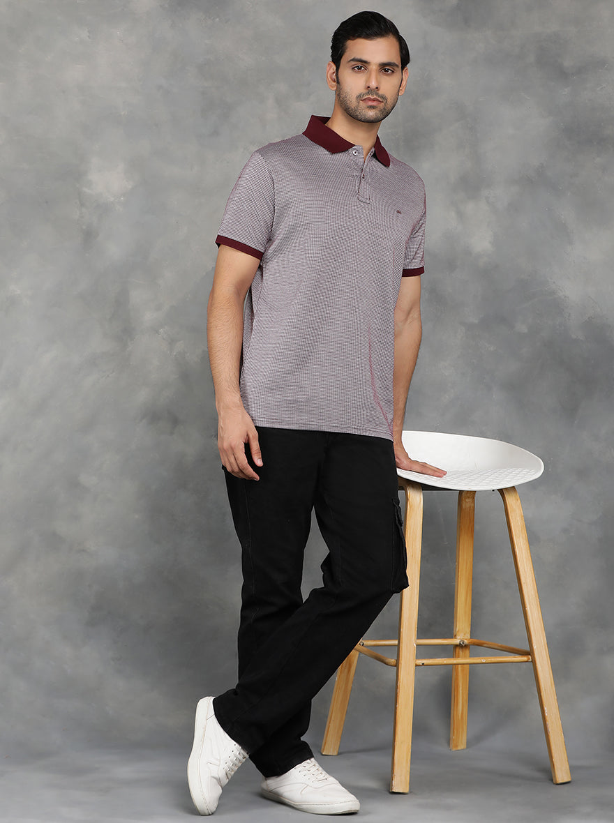 Maroon Solid Regular Fit Polo T-Shirt | JadeBlue