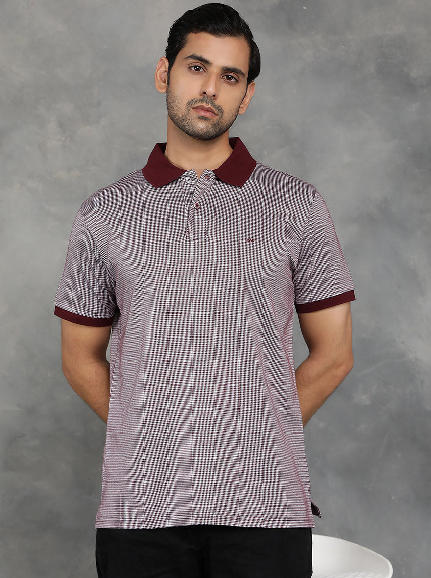 Maroon Solid Regular Fit Polo T-Shirt | JadeBlue