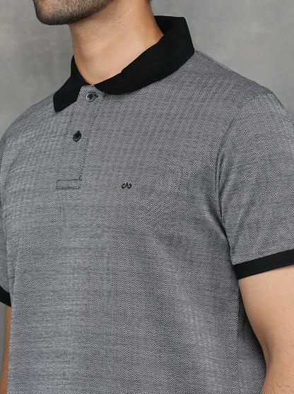 Black Solid Regular Fit Polo T-Shirt | JadeBlue