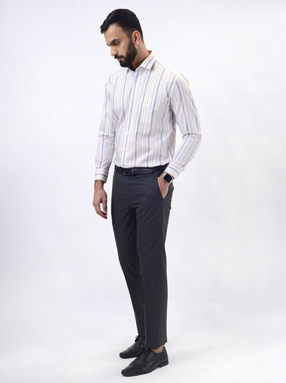 Pink Striped Slim Fit Formal Shirt | Metal