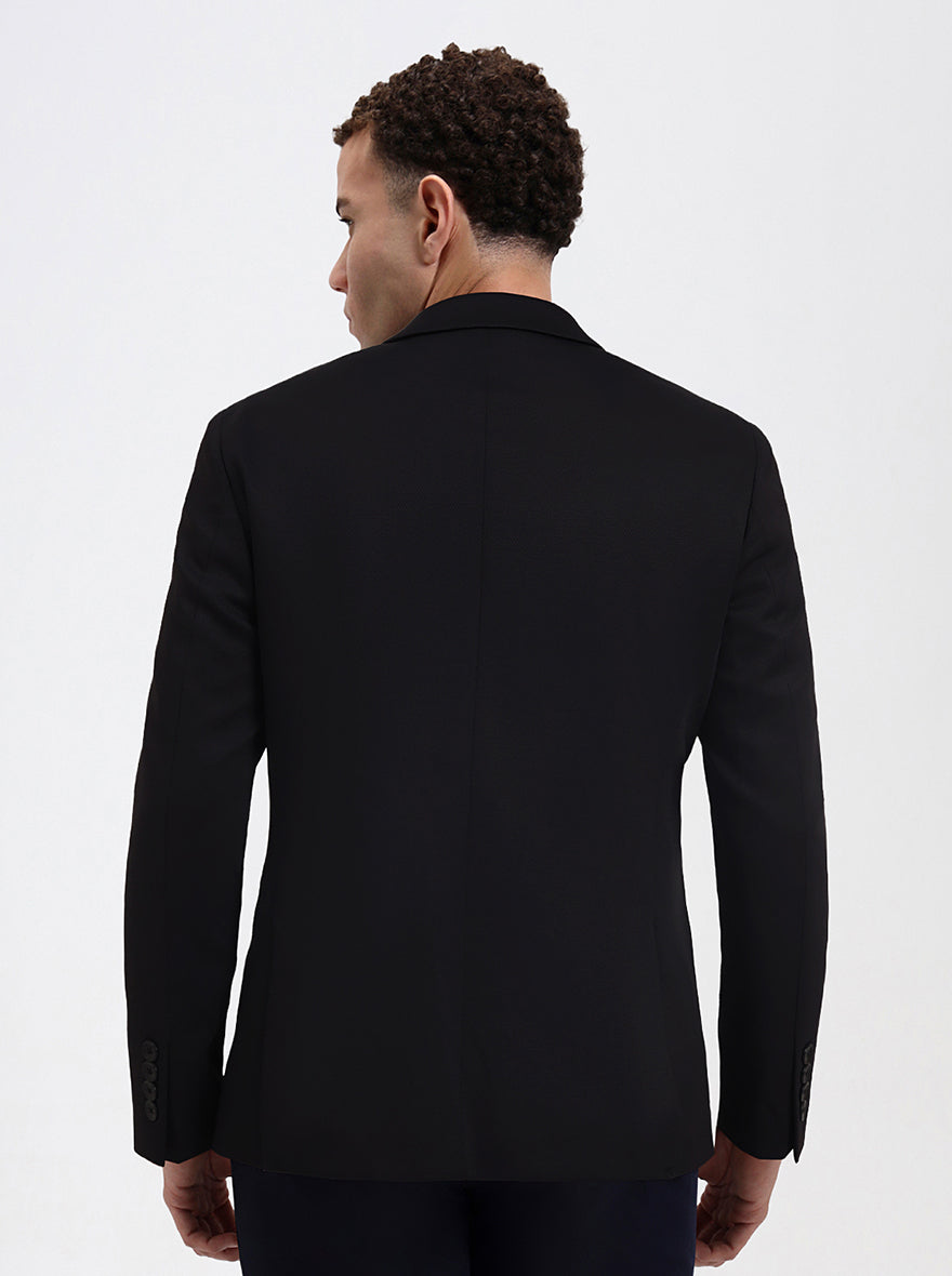 Black Solid Regular Fit Blazer | JB Studio
